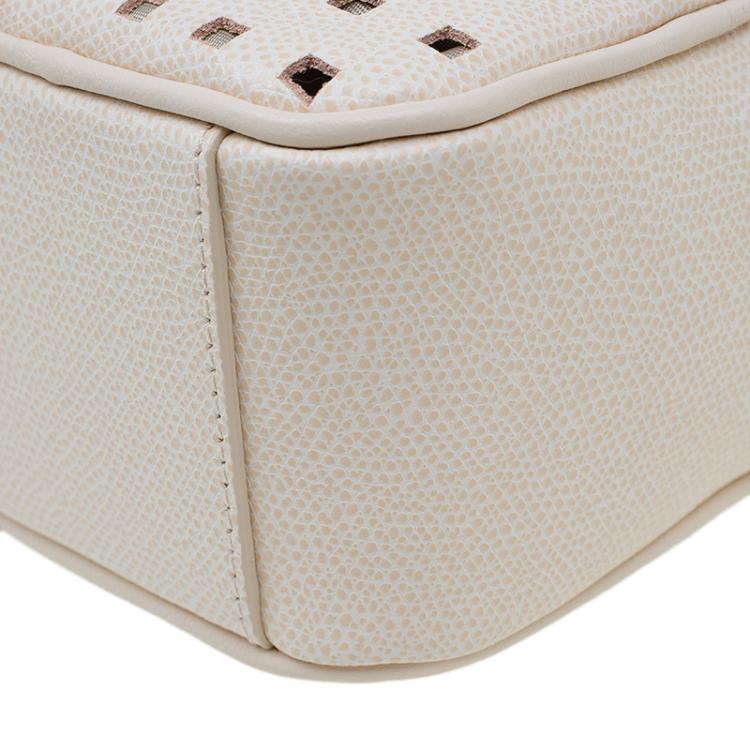 Pre Owned Furla Cream  Perforated Leather Mini Yo-Yo Crossbody Bag