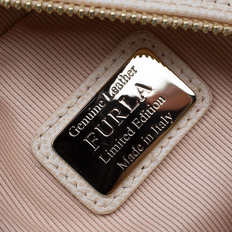 Pre Owned Furla Cream  Perforated Leather Mini Yo-Yo Crossbody Bag