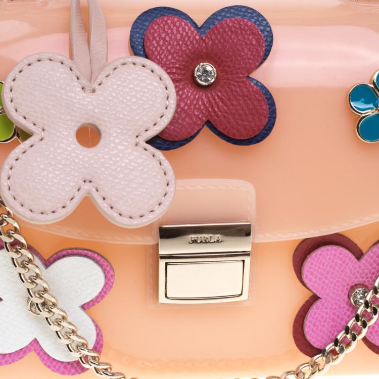 مملوكة مسبقًا Furla Peach Floral Candy Bon Bon Crossbody Bag