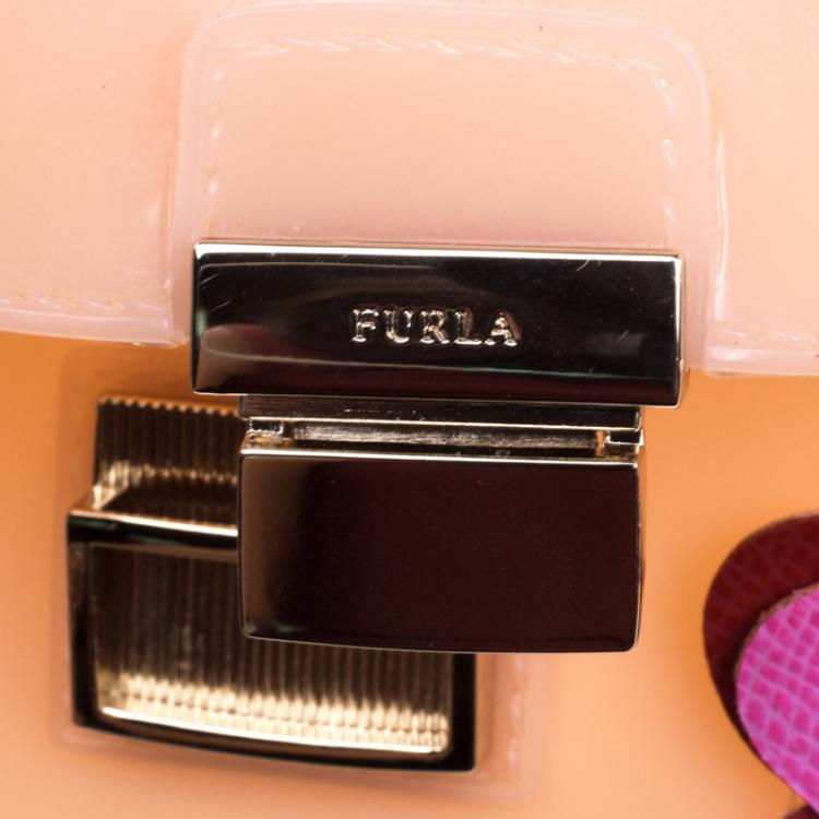 مملوكة مسبقًا Furla Peach Floral Candy Bon Bon Crossbody Bag