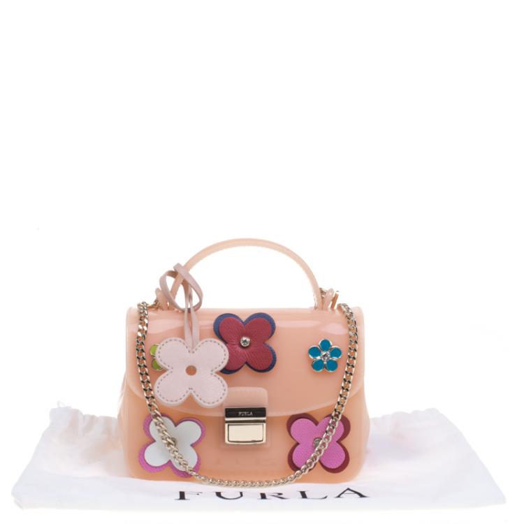 مملوكة مسبقًا Furla Peach Floral Candy Bon Bon Crossbody Bag