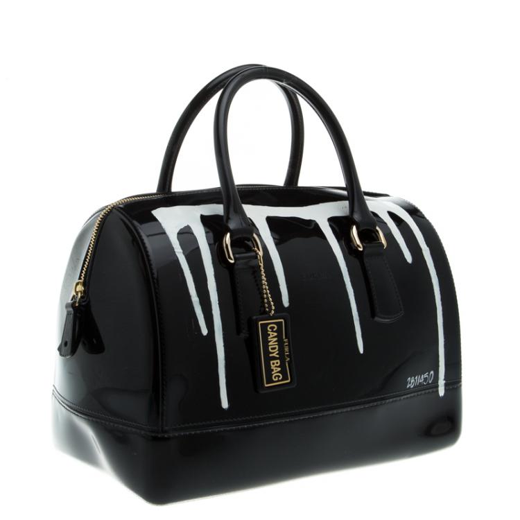 مملوكة مسبقًا Furla Black PVC Limited Edition Painting Candy Satchel