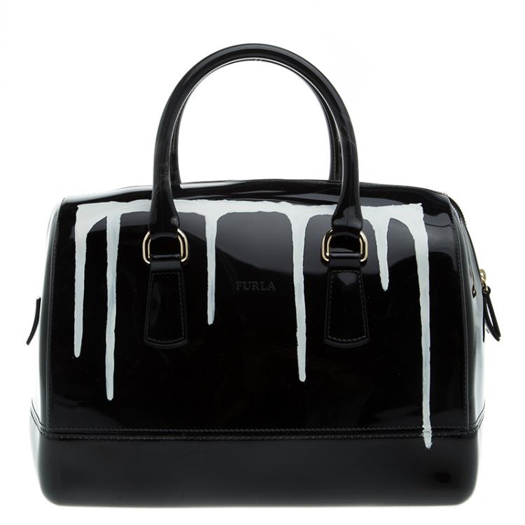 مملوكة مسبقًا Furla Black PVC Limited Edition Painting Candy Satchel
