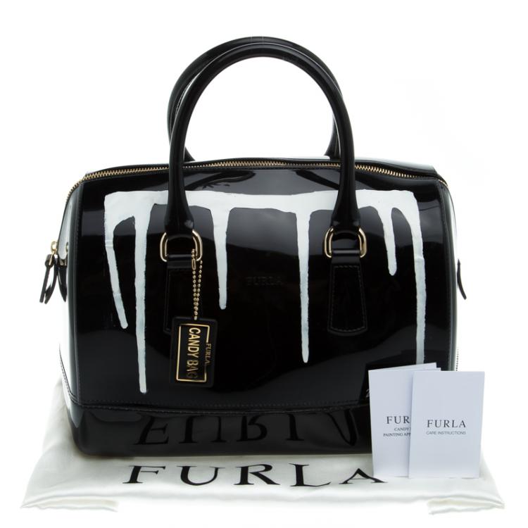 مملوكة مسبقًا Furla Black PVC Limited Edition Painting Candy Satchel