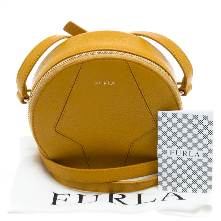 yellow round crossbody bag