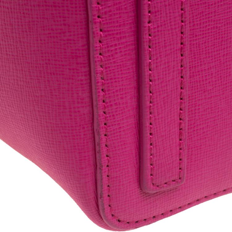 Pre Owned Furla Pink Leather Stacy Drawstring Bucket Bag