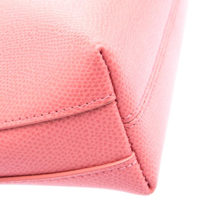 Pre Owned Furla Pink Textured Leather Mini Piper Crossbody Bag