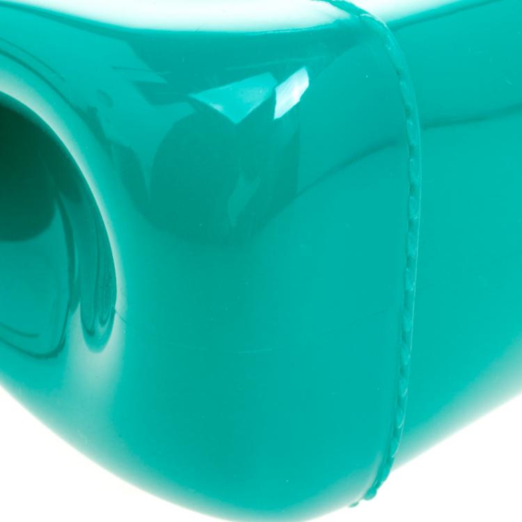 Pre Owned Furla Green Glossy Rubber Mini Candy Crossbody Bag
