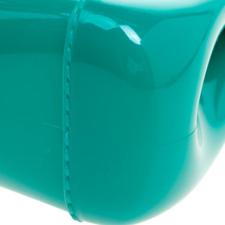 Pre Owned Furla Green Glossy Rubber Mini Candy Crossbody Bag
