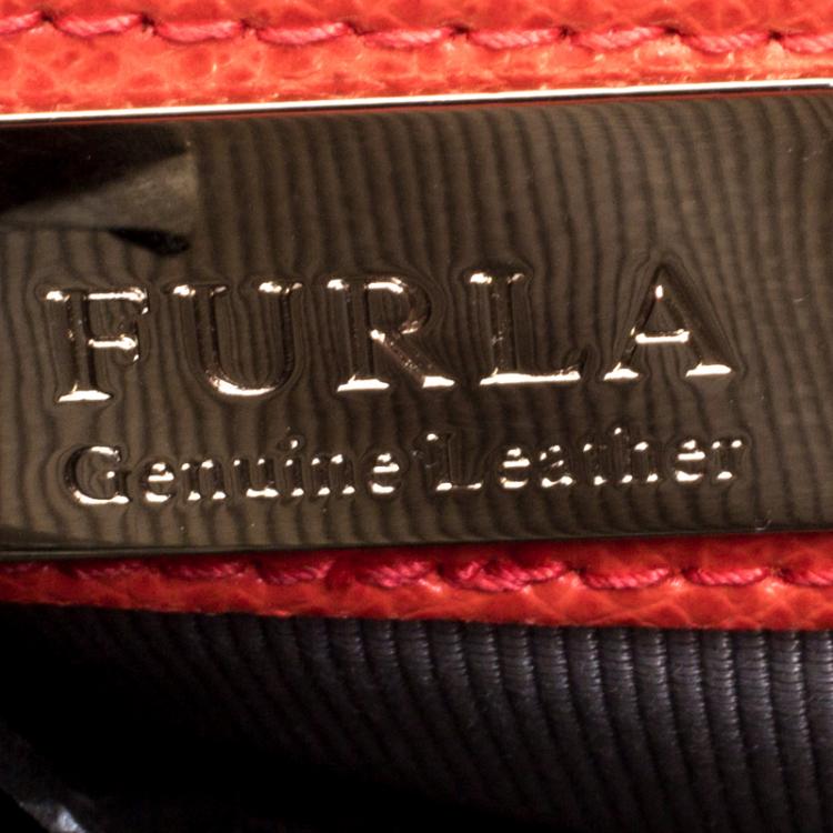 Pre Owned Furla Orange Leather Mini Metropolis Top Handle Bag