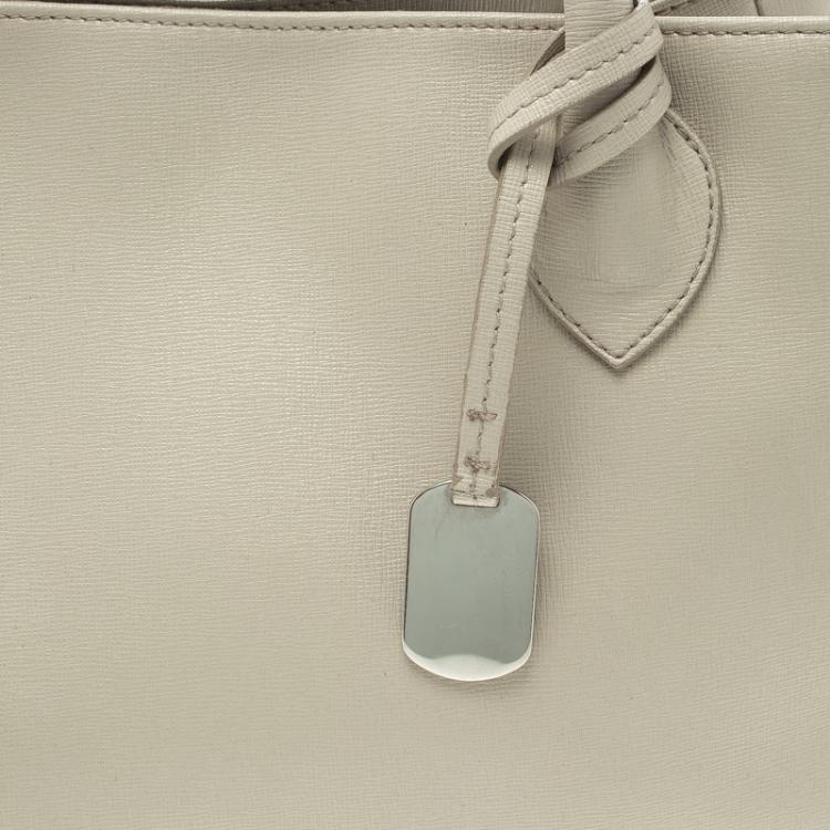 Pre Owned Furla Off White Leather Giselle Tote