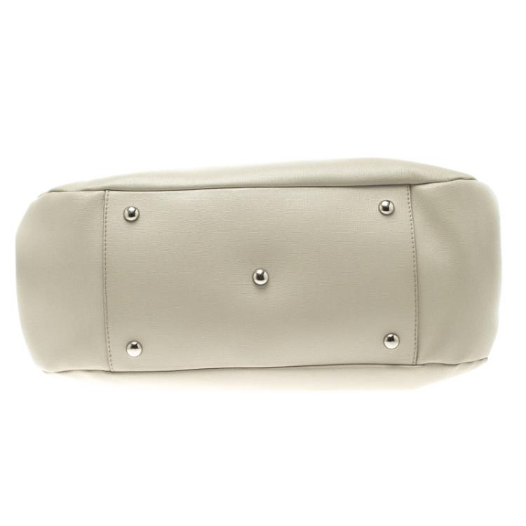 Pre Owned Furla Off White Leather Giselle Tote