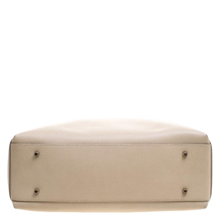 Pre Owned Furla Beige Leather Large Lotus Carry All Tote