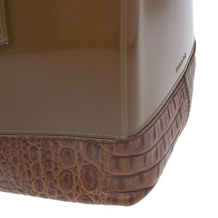 مملوكة مسبقًا Furla Brown Rubber Candy Croco Satchel