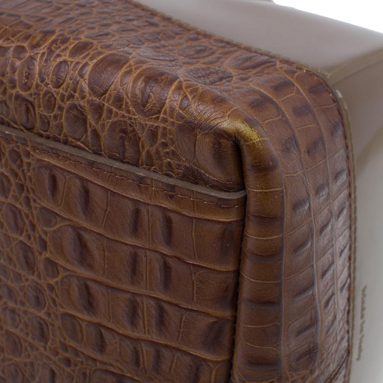 مملوكة مسبقًا Furla Brown Rubber Candy Croco Satchel