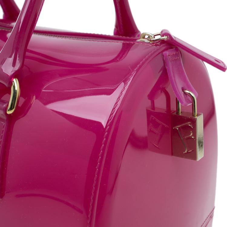 Pre Owned Furla Pink Glossy Rubber Candy Satchel Bag