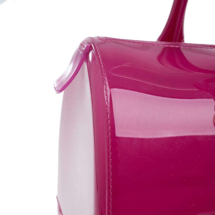 Pre Owned Furla Pink Glossy Rubber Candy Satchel Bag