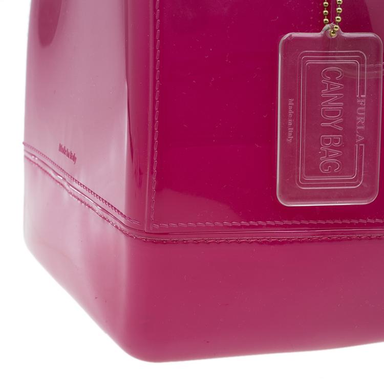 Pre Owned Furla Pink Glossy Rubber Candy Satchel Bag