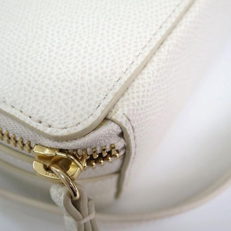 Pre Owned Furla White Leather Zip around Crossbody
