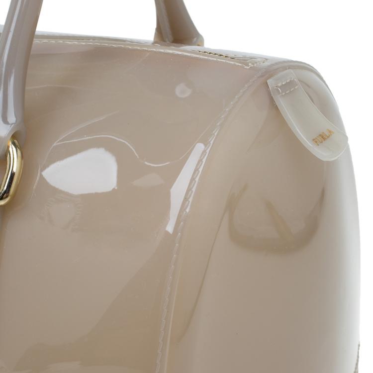 Pre Owned Furla Grey Glossy Rubber Candy Satchel