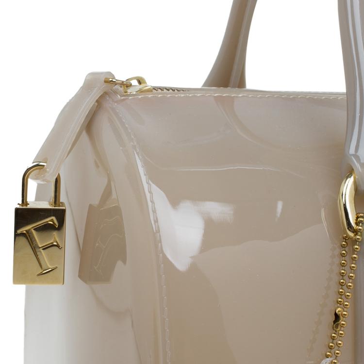 Pre Owned Furla Grey Glossy Rubber Candy Satchel