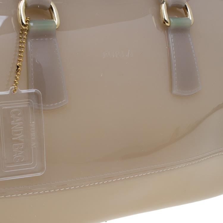 Pre Owned Furla Grey Glossy Rubber Candy Satchel
