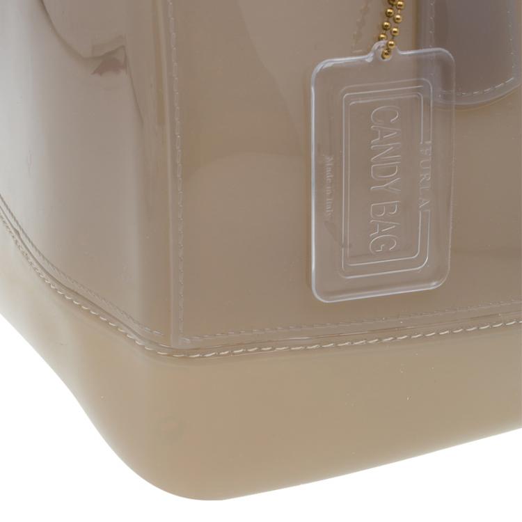 Pre Owned Furla Grey Glossy Rubber Candy Satchel