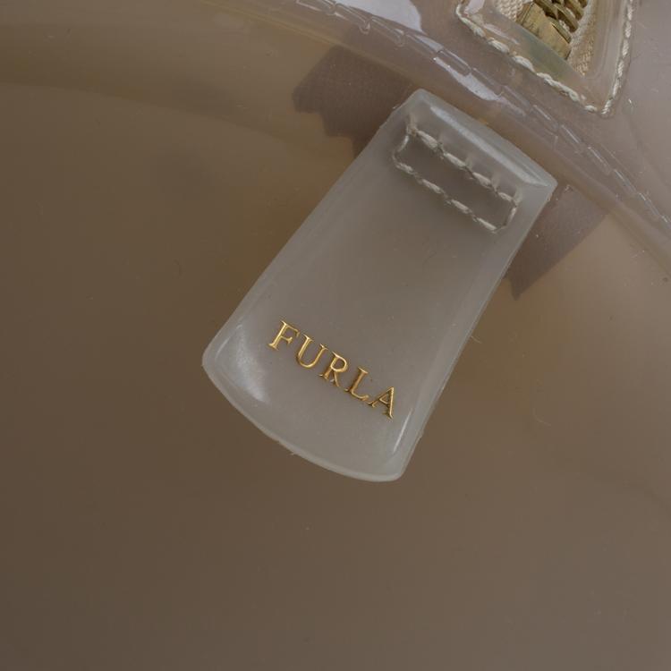 Pre Owned Furla Grey Glossy Rubber Candy Satchel