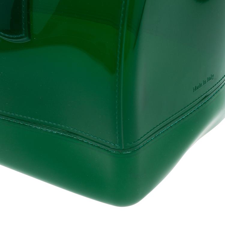 Pre Owned Furla Green Glossy Rubber Candy Satchel