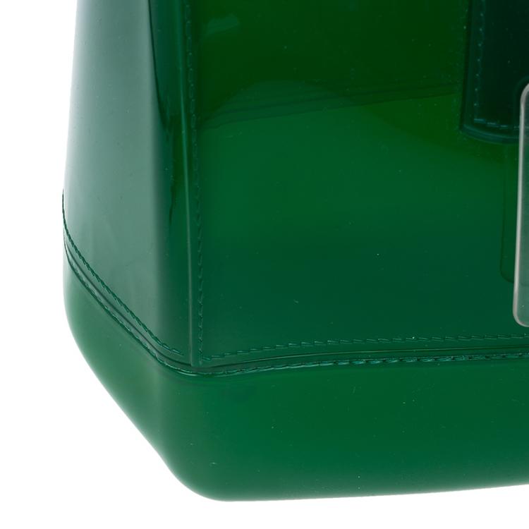 Pre Owned Furla Green Glossy Rubber Candy Satchel