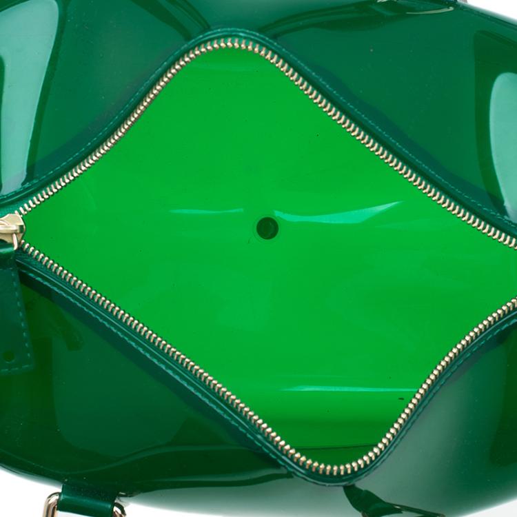 Pre Owned Furla Green Glossy Rubber Candy Satchel