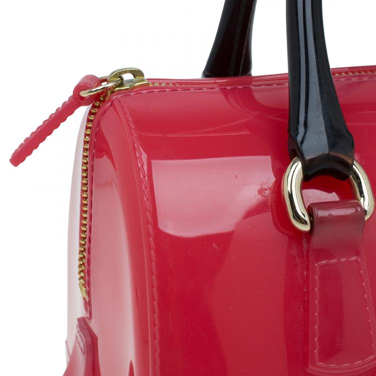 Pre Owned Furla Tri Color Glossy Rubber Mini Candy Satchel