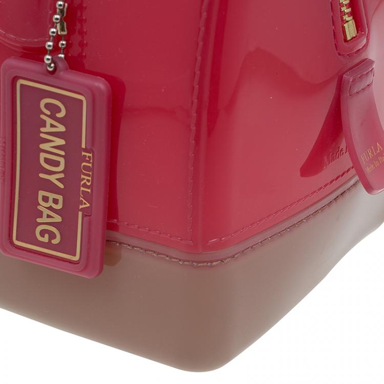 Pre Owned Furla Tri Color Glossy Rubber Mini Candy Satchel