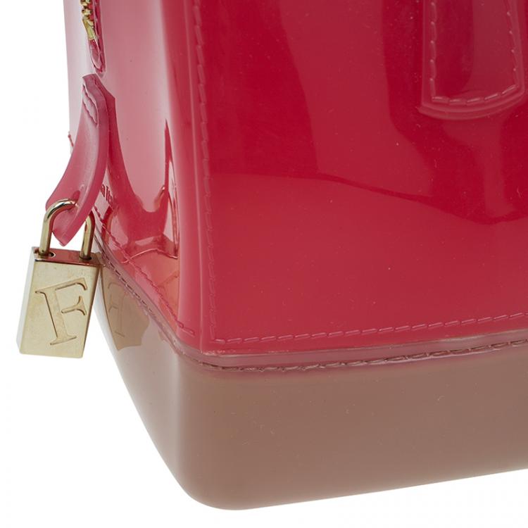 Pre Owned Furla Tri Color Glossy Rubber Mini Candy Satchel