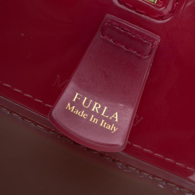Pre Owned Furla Tri Color Glossy Rubber Mini Candy Satchel