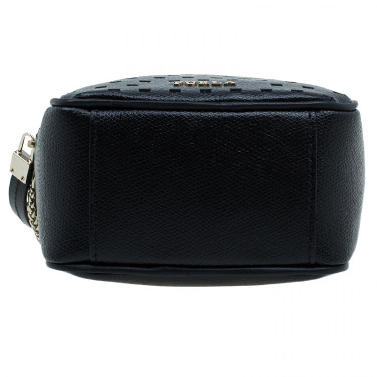 Pre Owned Furla Black Leather Mini Yo-Yo Crossbody Bag