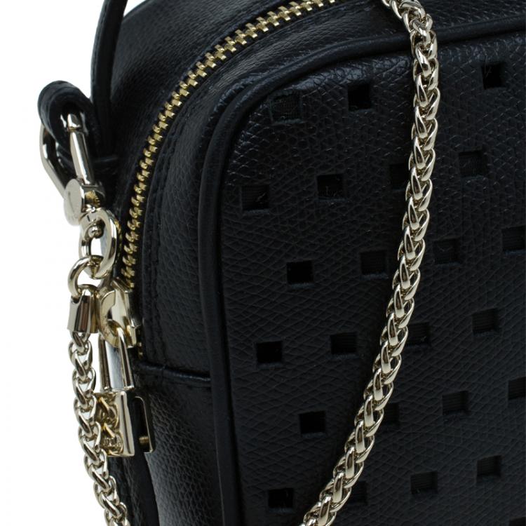 Pre Owned Furla Black Leather Mini Yo-Yo Crossbody Bag