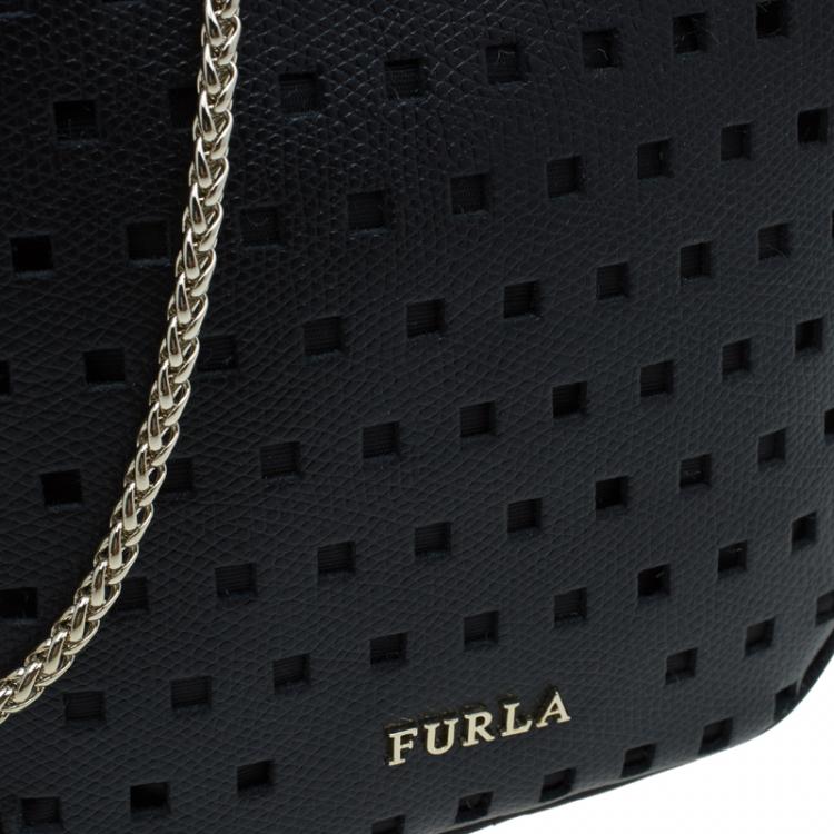 Pre Owned Furla Black Leather Mini Yo-Yo Crossbody Bag