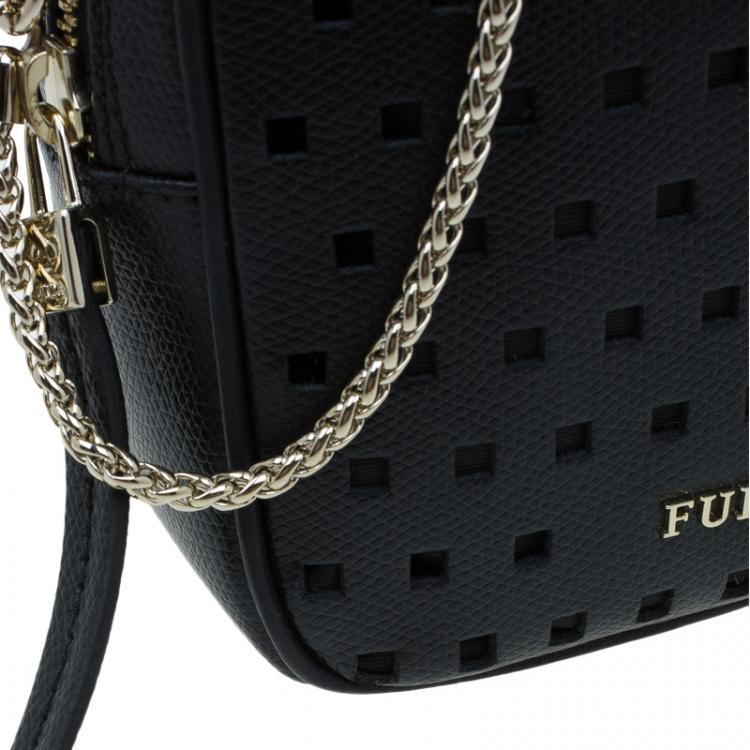Pre Owned Furla Black Leather Mini Yo-Yo Crossbody Bag