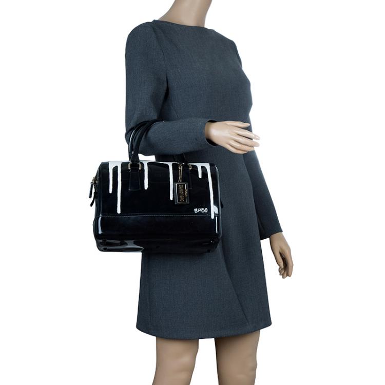 Pre Owned Furla Onyx Glossy Rubber Limited Edition Painting Candy Satchel