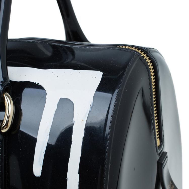 Pre Owned Furla Onyx Glossy Rubber Limited Edition Painting Candy Satchel