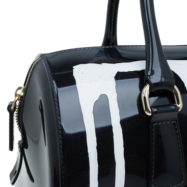Pre Owned Furla Onyx Glossy Rubber Limited Edition Painting Candy Satchel