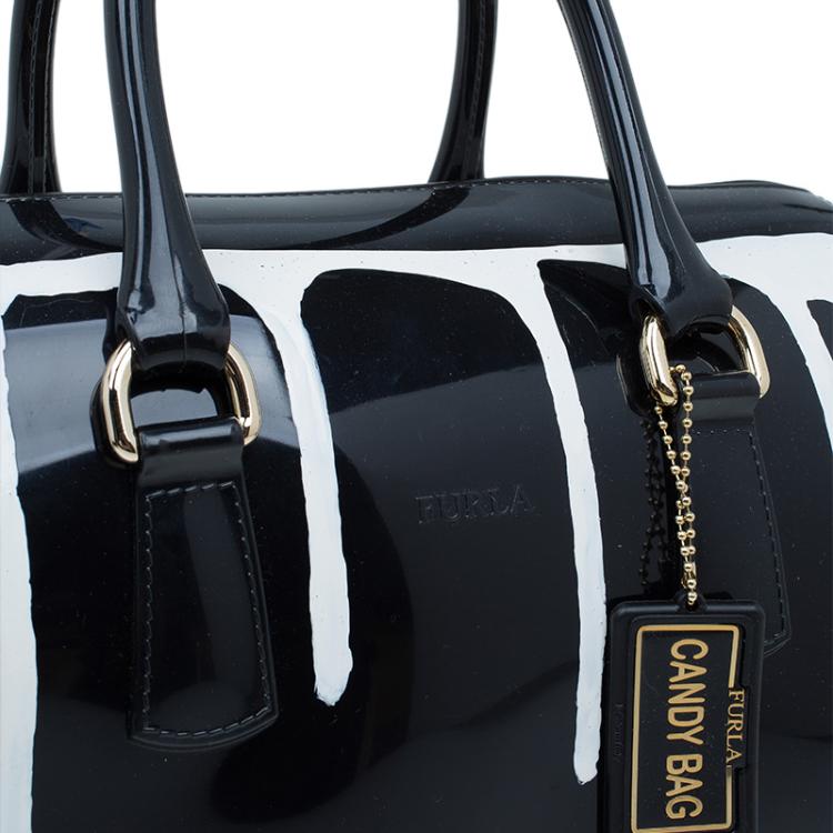 Pre Owned Furla Onyx Glossy Rubber Limited Edition Painting Candy Satchel