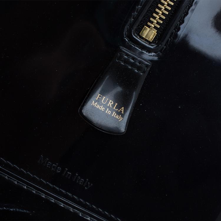 Pre Owned Furla Onyx Glossy Rubber Limited Edition Painting Candy Satchel