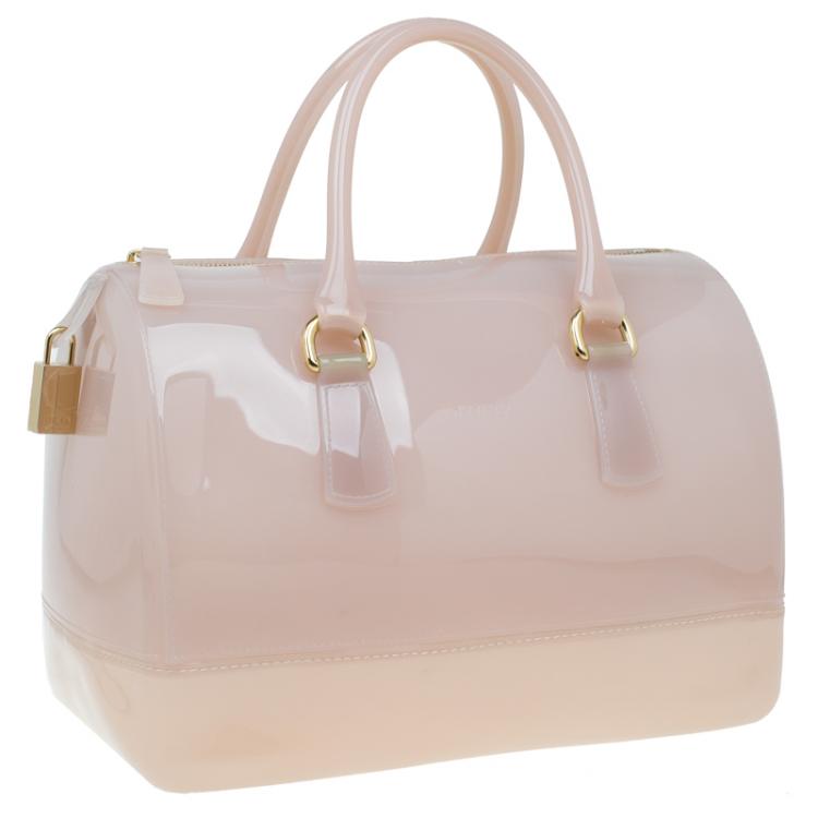 Pre Owned Furla Nude Glossy Rubber Candy Satchel