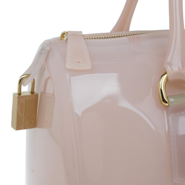 Pre Owned Furla Nude Glossy Rubber Candy Satchel