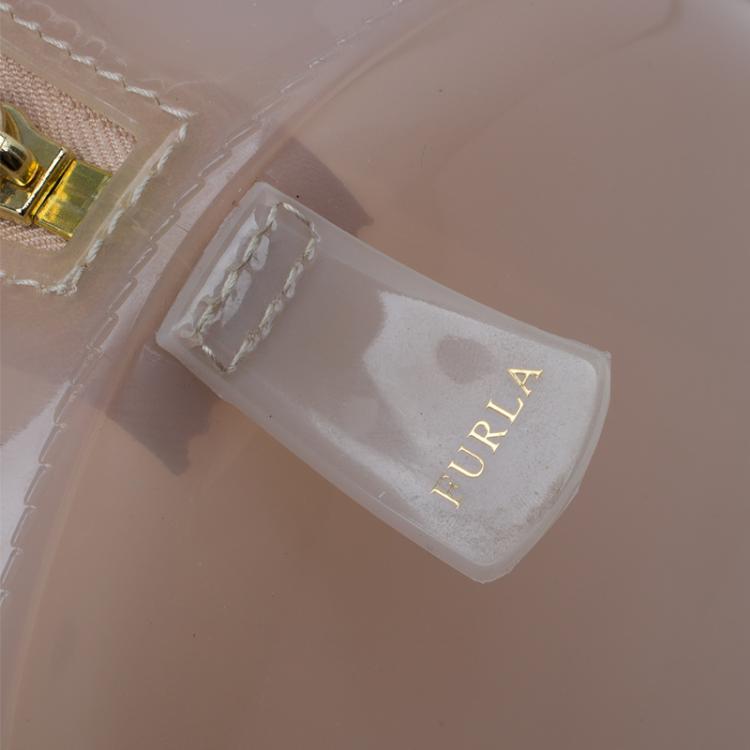 Pre Owned Furla Nude Glossy Rubber Candy Satchel