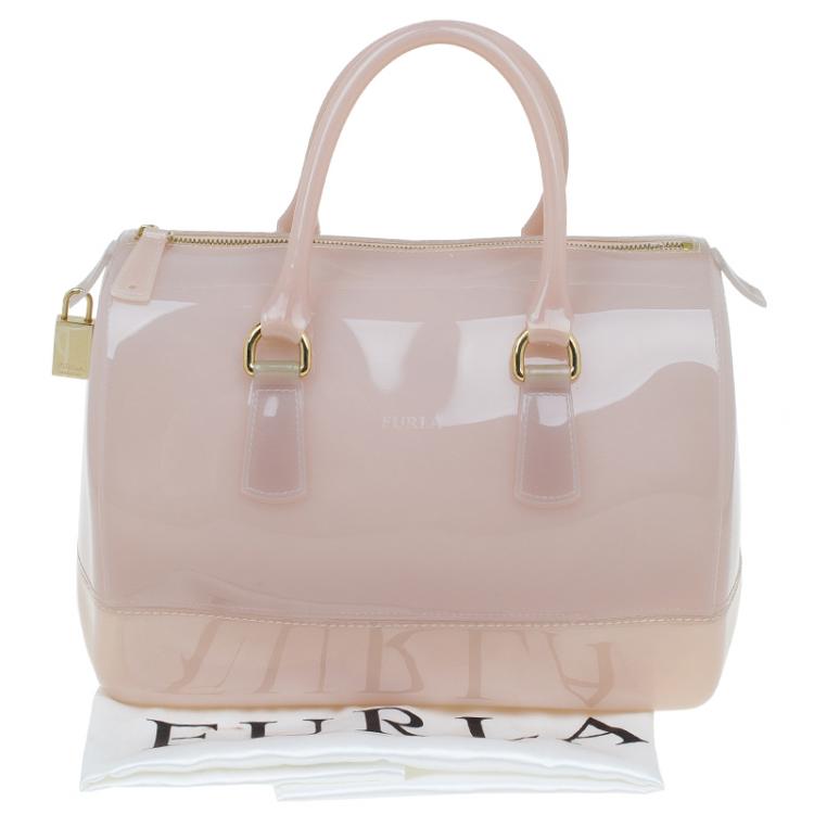Pre Owned Furla Nude Glossy Rubber Candy Satchel