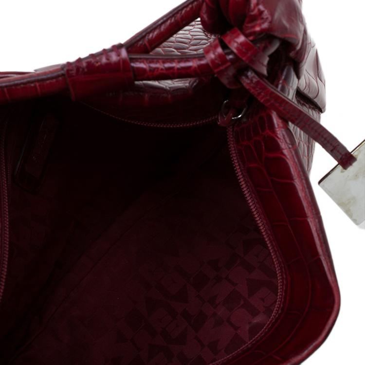 مملوكة مسبقًا Furla Red Croc Embossed Leather Zarina Hobo