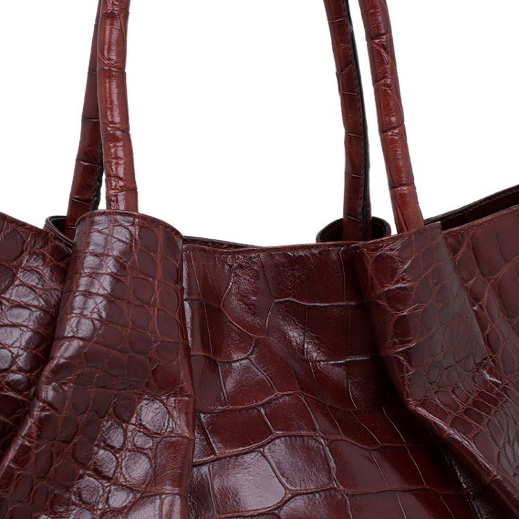 Pre Owned Furla Brown Croc Embossed Leather Pompidou Tote